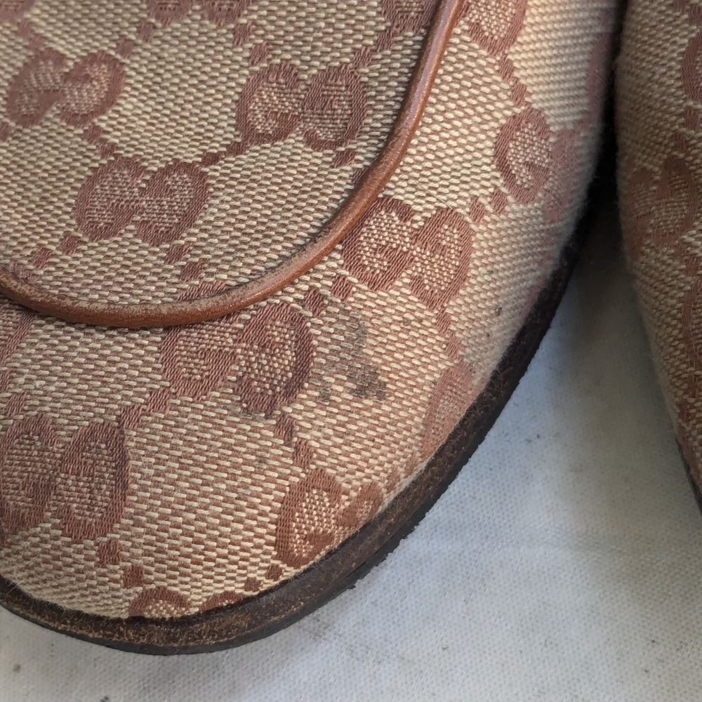 Gucci Princetown Loafers 8.5 Monogram Logo GG Fur - Picture 6 of 11
